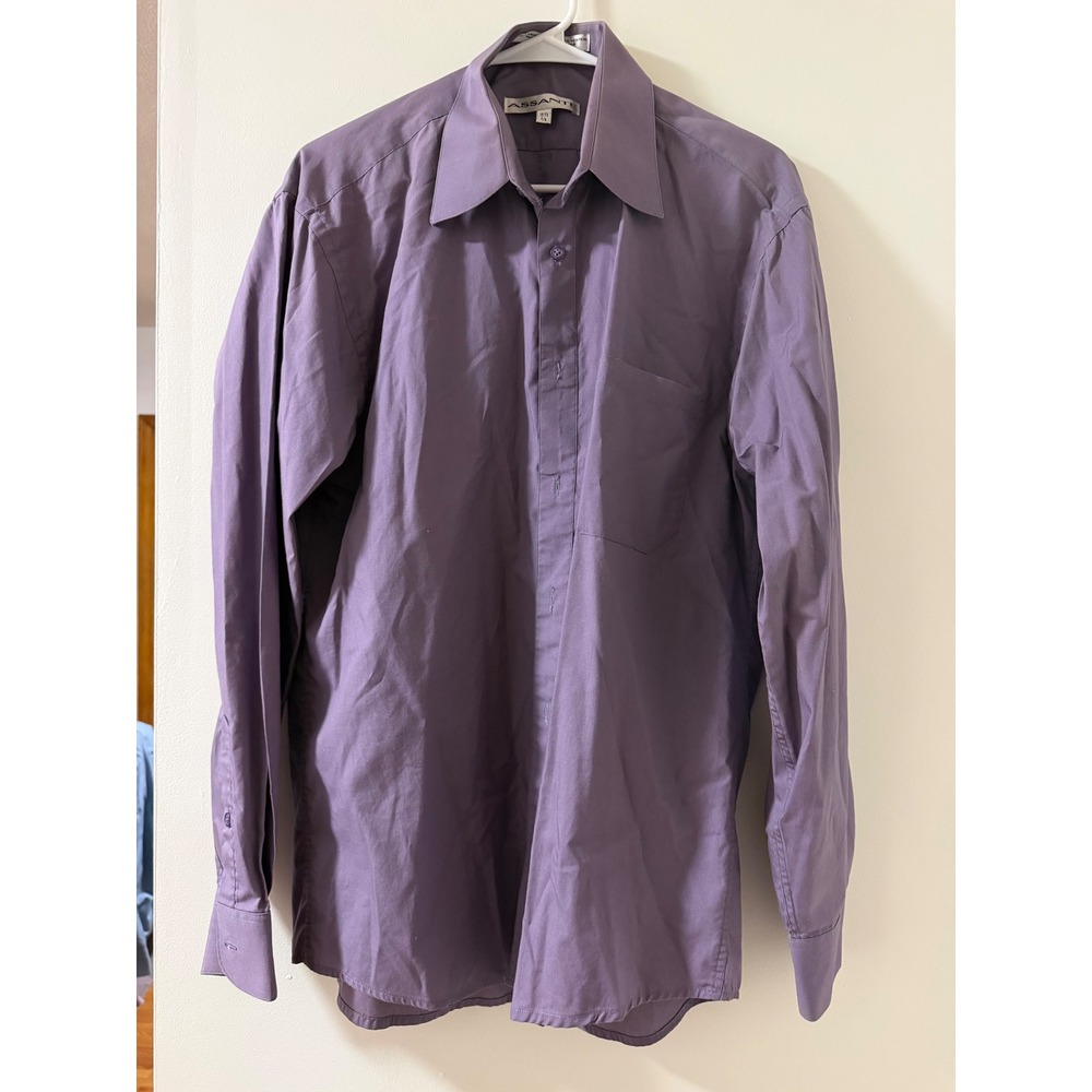 Assante Dress Shirt Mens 15.5 34/35 Purple Good Long Sleeve Button Down